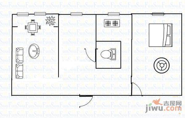 金利花园3室2厅1卫104㎡户型图