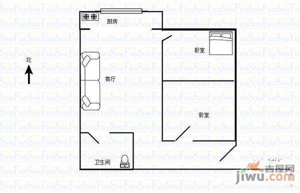 宝丰花园2室1厅1卫户型图