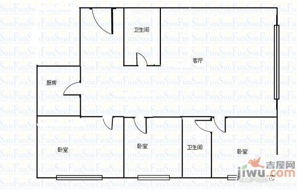 恒大绿洲3室2厅2卫户型图