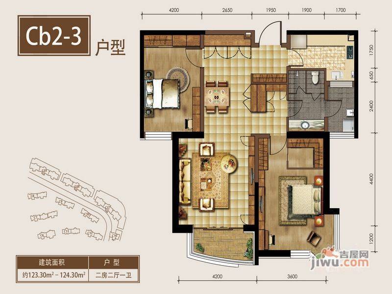 鸿运润园CⅢ4室3厅3卫307.1㎡户型图