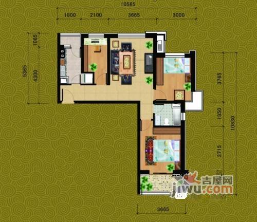 新厦水岸天成1室2厅1卫69.4㎡户型图