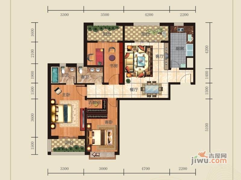 中国铁建·梧桐苑3室2厅2卫137㎡户型图