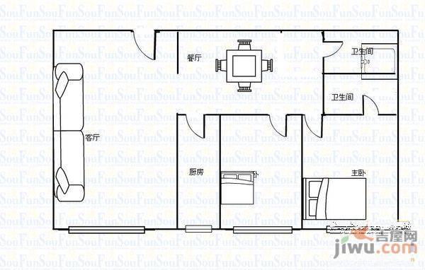 金城名苑2室2厅1卫98.9㎡户型图