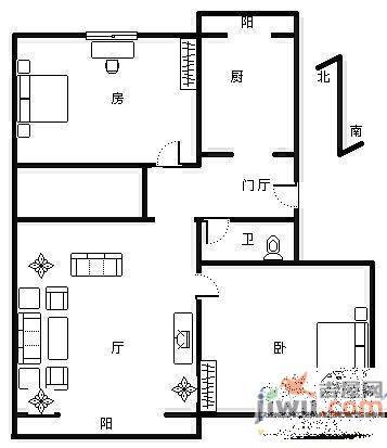 银滩花园3室2厅1卫户型图