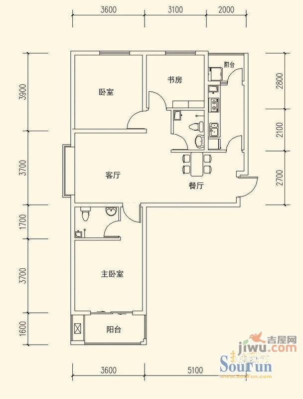 壹号院3室2厅2卫113.2㎡户型图