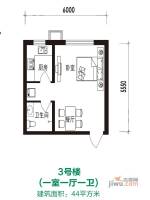 卓达太阳城1室1厅1卫44㎡户型图