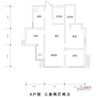 上洋国际3室2厅2卫120㎡户型图