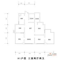 上洋国际3室2厅2卫120㎡户型图