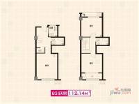 上洋国际2室1厅2卫112.1㎡户型图