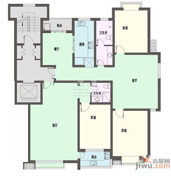 新天地自然康城三期3室3厅2卫115㎡户型图