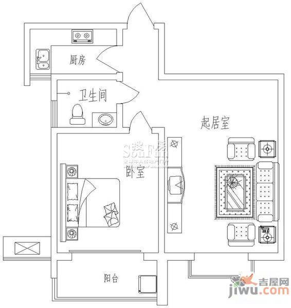 新天地自然康城三期3室2厅2卫90㎡户型图