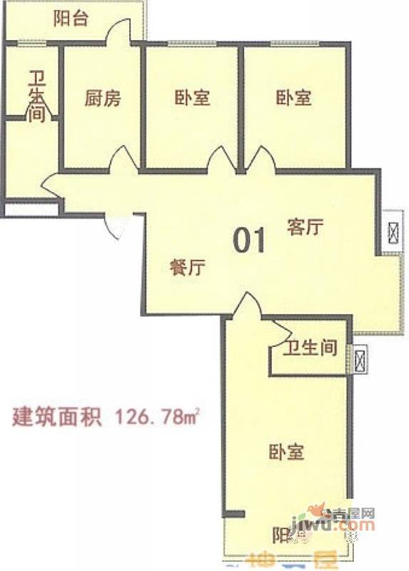 新天地自然康城三期2室2厅1卫93.6㎡户型图