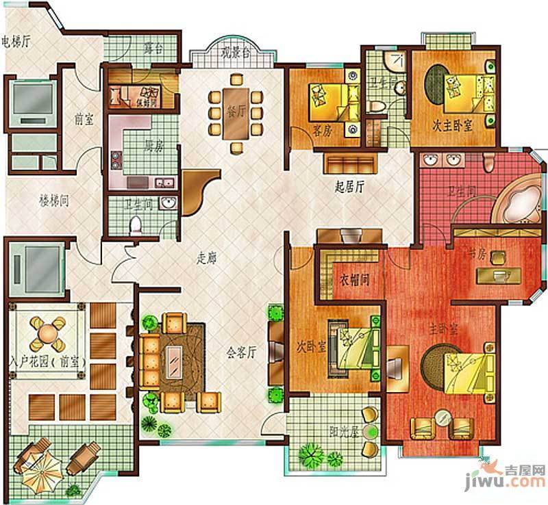 金正缔景城2室2厅2卫74.6㎡户型图