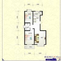 芝兰明仕二期2室2厅1卫105.4㎡户型图