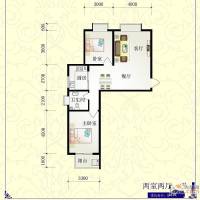 芝兰明仕二期2室2厅1卫96.8㎡户型图