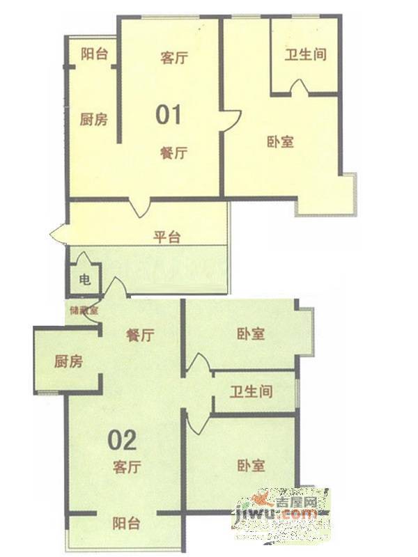 新天地自然康城三期2室2厅1卫93.6㎡户型图