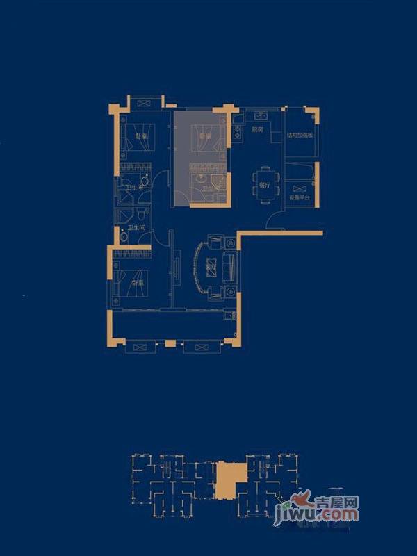 晋江世茂御龙湾3室2厅3卫户型图