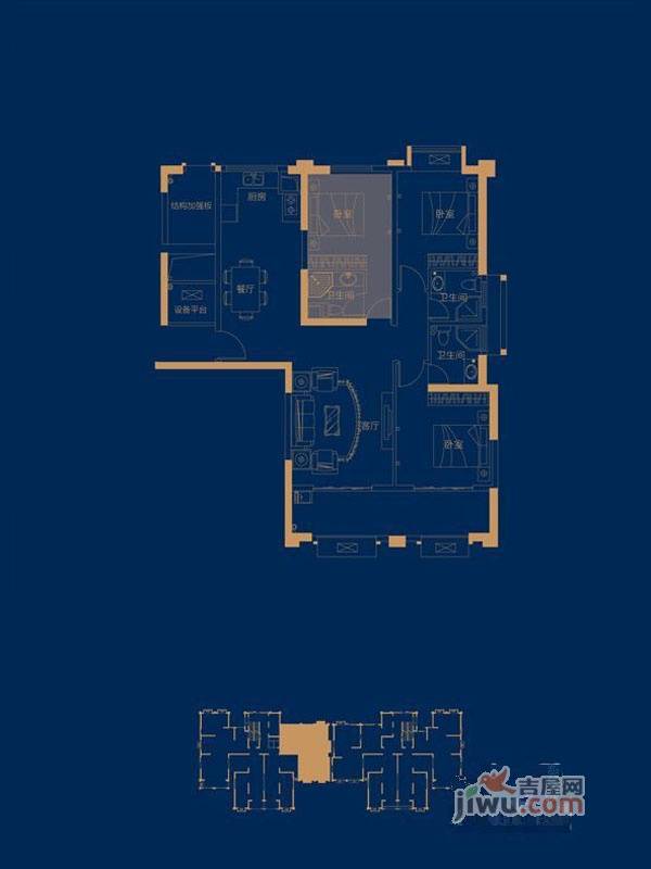 晋江世茂御龙湾3室2厅3卫户型图