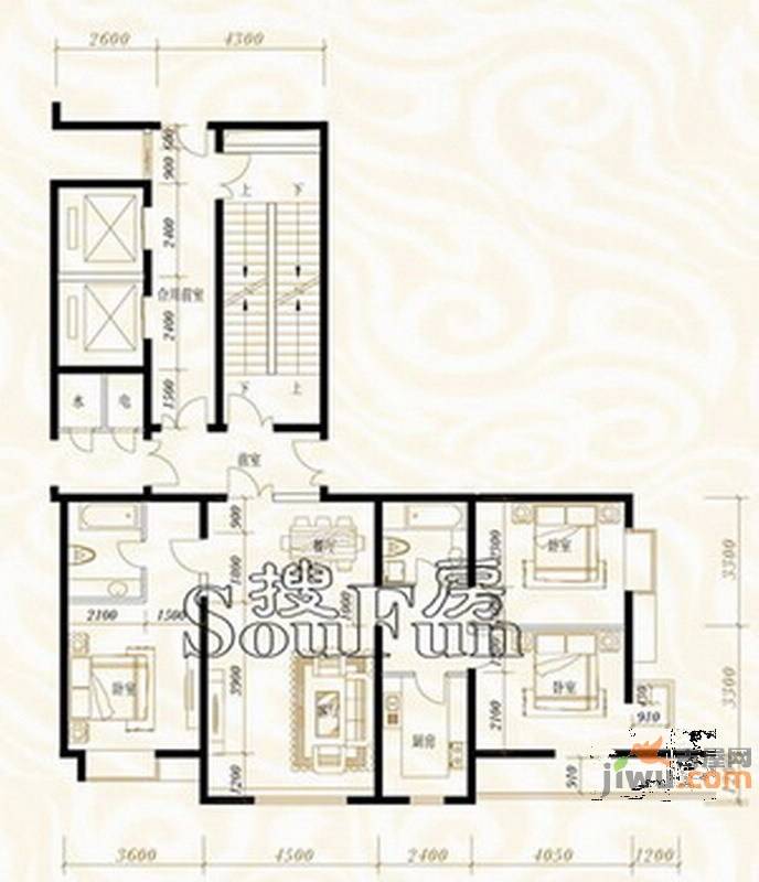 鸿昇龙潭公馆3室2厅2卫户型图