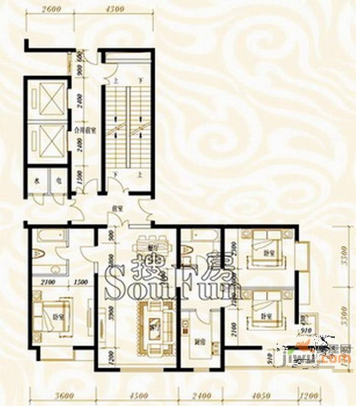 鸿昇龙潭公馆3室2厅2卫户型图