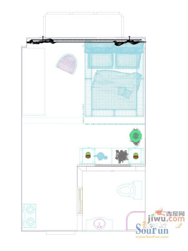 阳光芳汀1室1厅1卫42.2㎡户型图