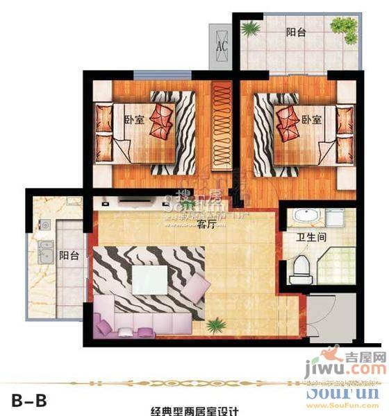 学府艺苑广场1室1厅1卫38.7㎡户型图