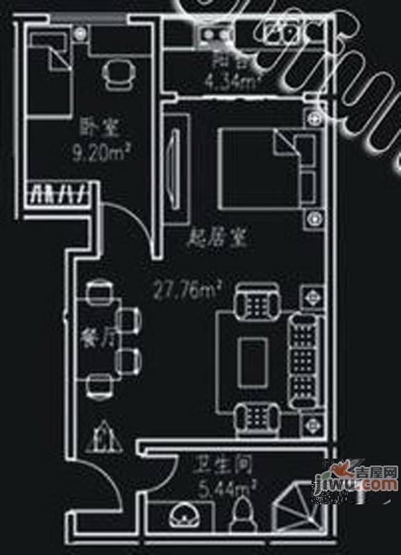 君怡创新城2室2厅1卫75.1㎡户型图