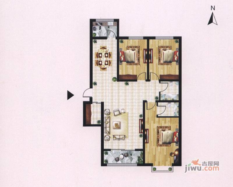 迎西城建安佳园3室2厅1卫148.6㎡户型图