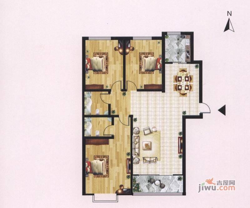 迎西城建安佳园3室2厅2卫143㎡户型图