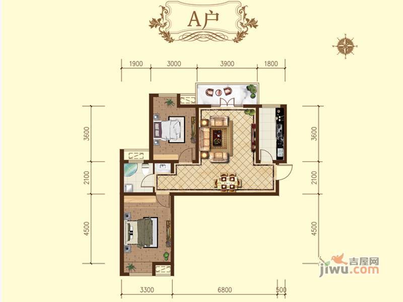 东炜达壹品城2室2厅1卫98.7㎡户型图