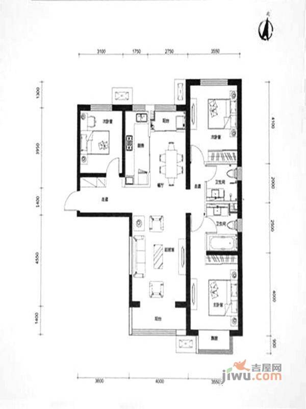 宝佳万科·紫台3室2厅2卫136㎡户型图