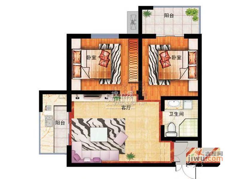 学府艺苑广场1室1厅1卫38.7㎡户型图