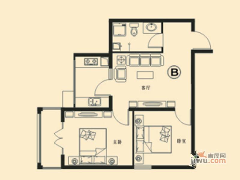 府西国际公寓2室1厅1卫69.4㎡户型图