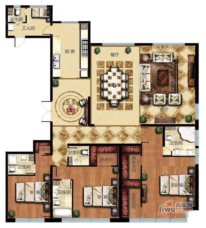 太原万达公馆3室2厅4卫298.3㎡户型图