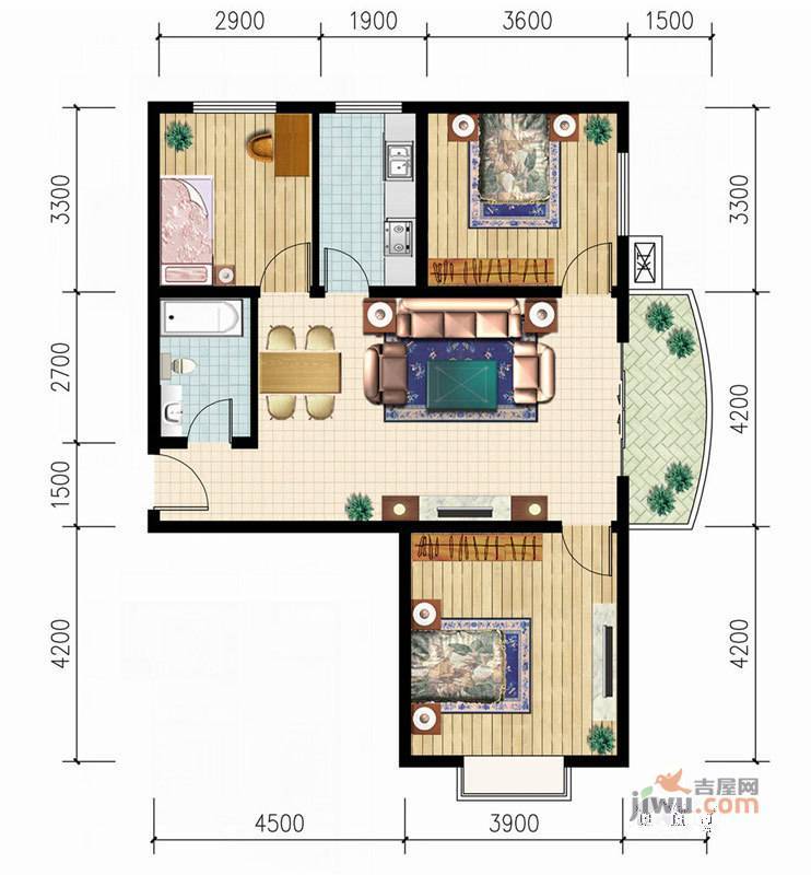 QQ新城3室2厅1卫112.3㎡户型图