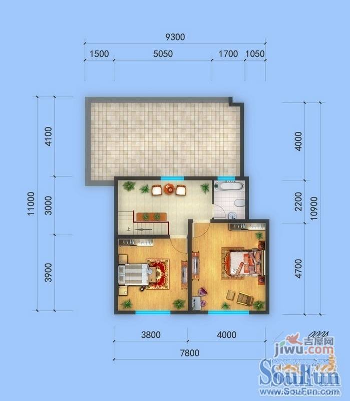 东南悦湖1室1厅1卫户型图