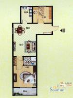 中央公园2室2厅1卫88.7㎡户型图