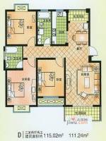 昌隆贵和苑3室2厅2卫115㎡户型图