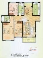 昌隆贵和苑3室2厅2卫128.7㎡户型图