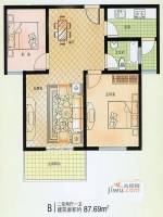 昌隆贵和苑2室2厅1卫87.7㎡户型图