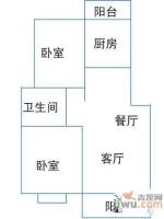 万豪绿城2室2厅1卫87㎡户型图