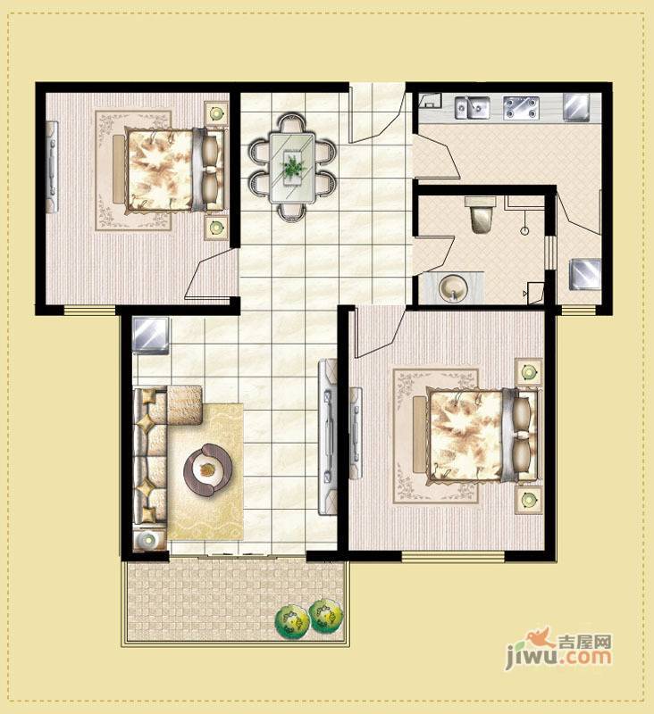 财富湾2室2厅2卫95㎡户型图