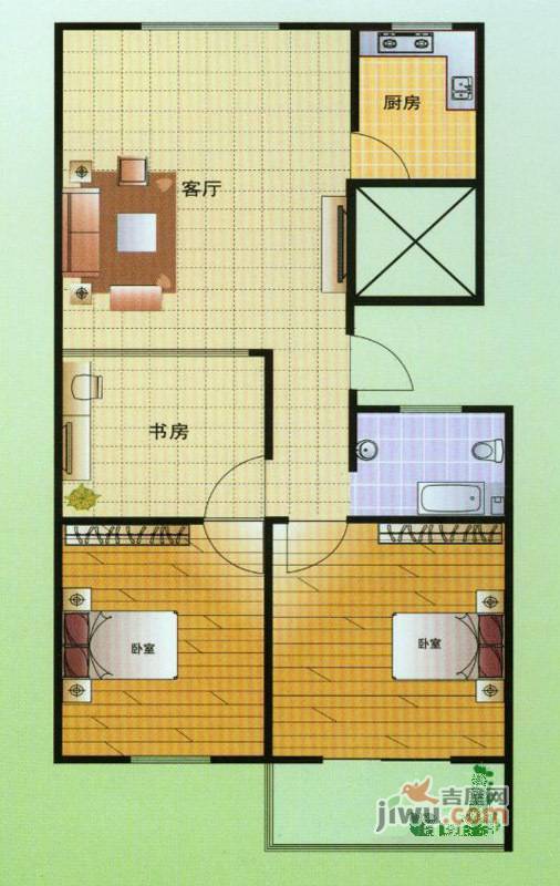 翡翠星座3室2厅1卫108㎡户型图