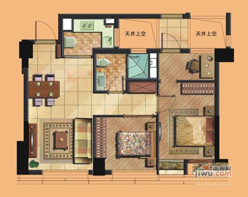 绿城皇冠花园3室2厅1卫95㎡户型图