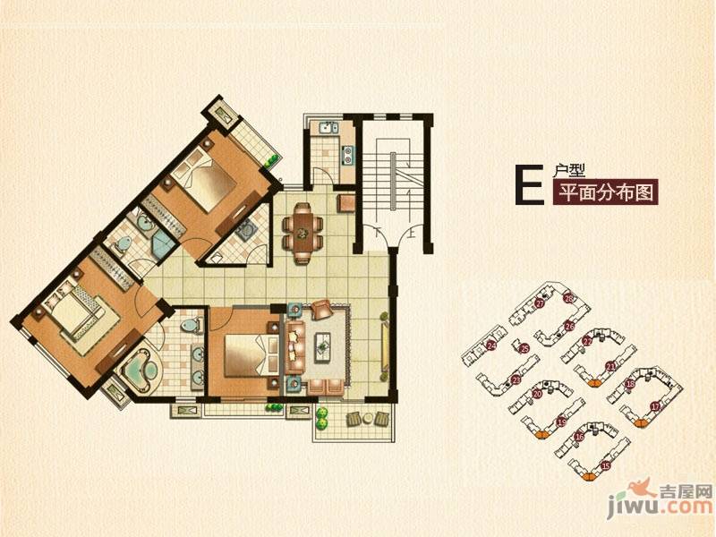 保亿风景九园3室2厅2卫111㎡户型图