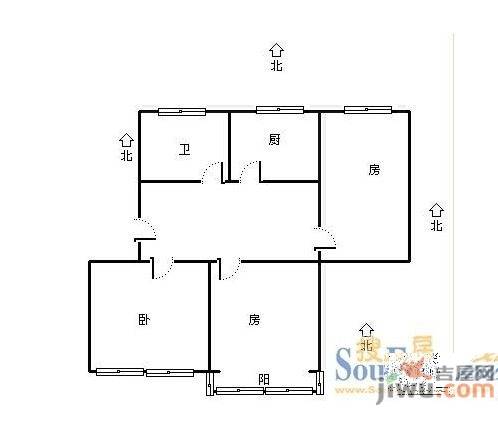 江南逸庭3室1厅1卫户型图