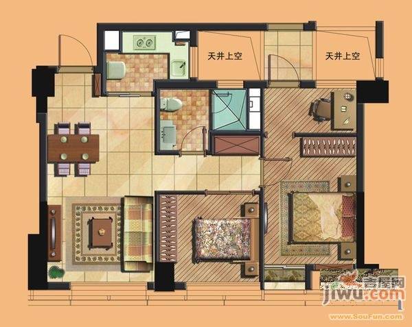 绿城皇冠花园3室2厅1卫户型图