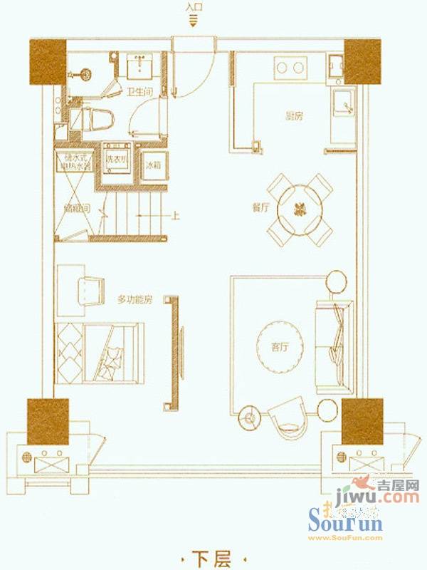 雅戈尔紫玉花园3室2厅1卫70㎡户型图