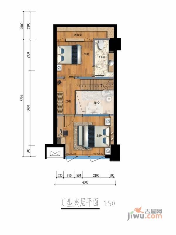 金色江南2室2厅1卫40㎡户型图