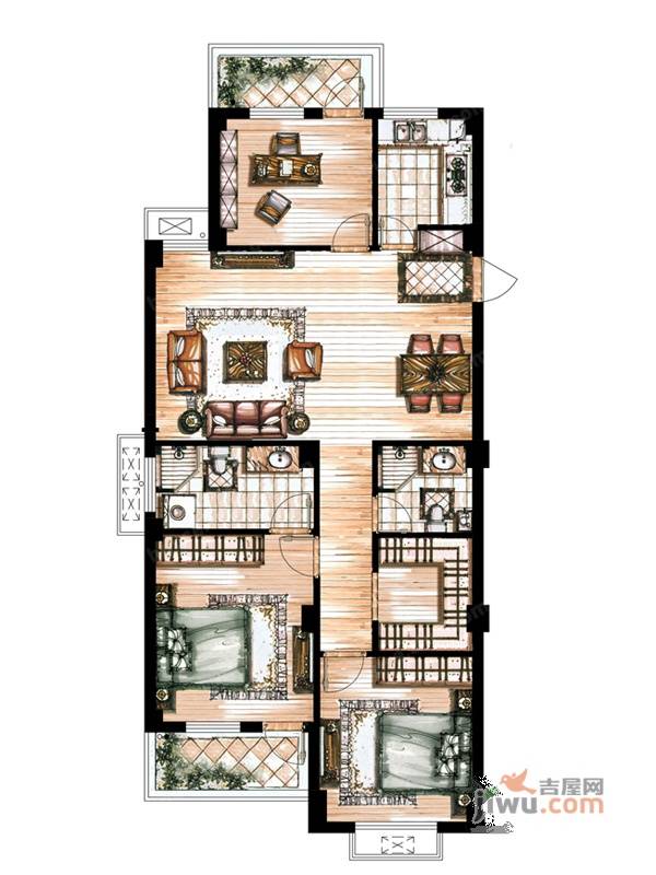 丰泽湾公寓3室2厅2卫125㎡户型图